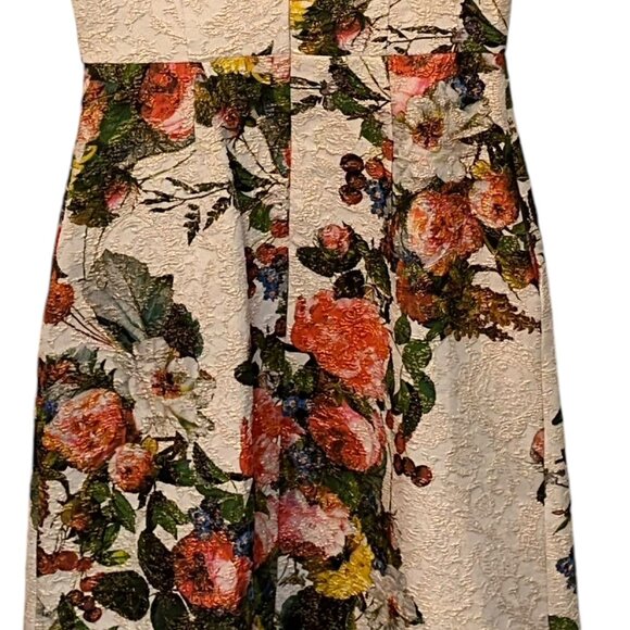 Adrianna Papell Floral Matelassé Fit & Flare Dress SZ 4 Formal Wedding Cocktail‎ - Picture 4 of 12